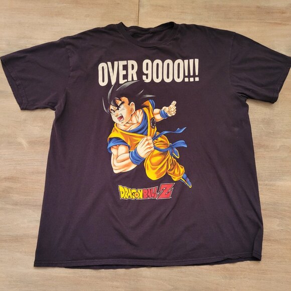 Dragon Ball Z Goku It's Over 9000 Adult T-Shirt Size XL Black - Picture 1 of 9